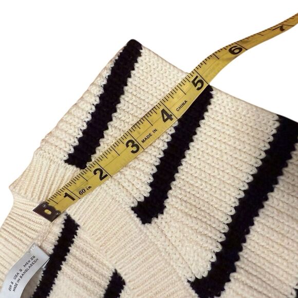 Zara knit black-and-white striped sweater vest size S oversized V-neck preppy - Picture 5 of 7